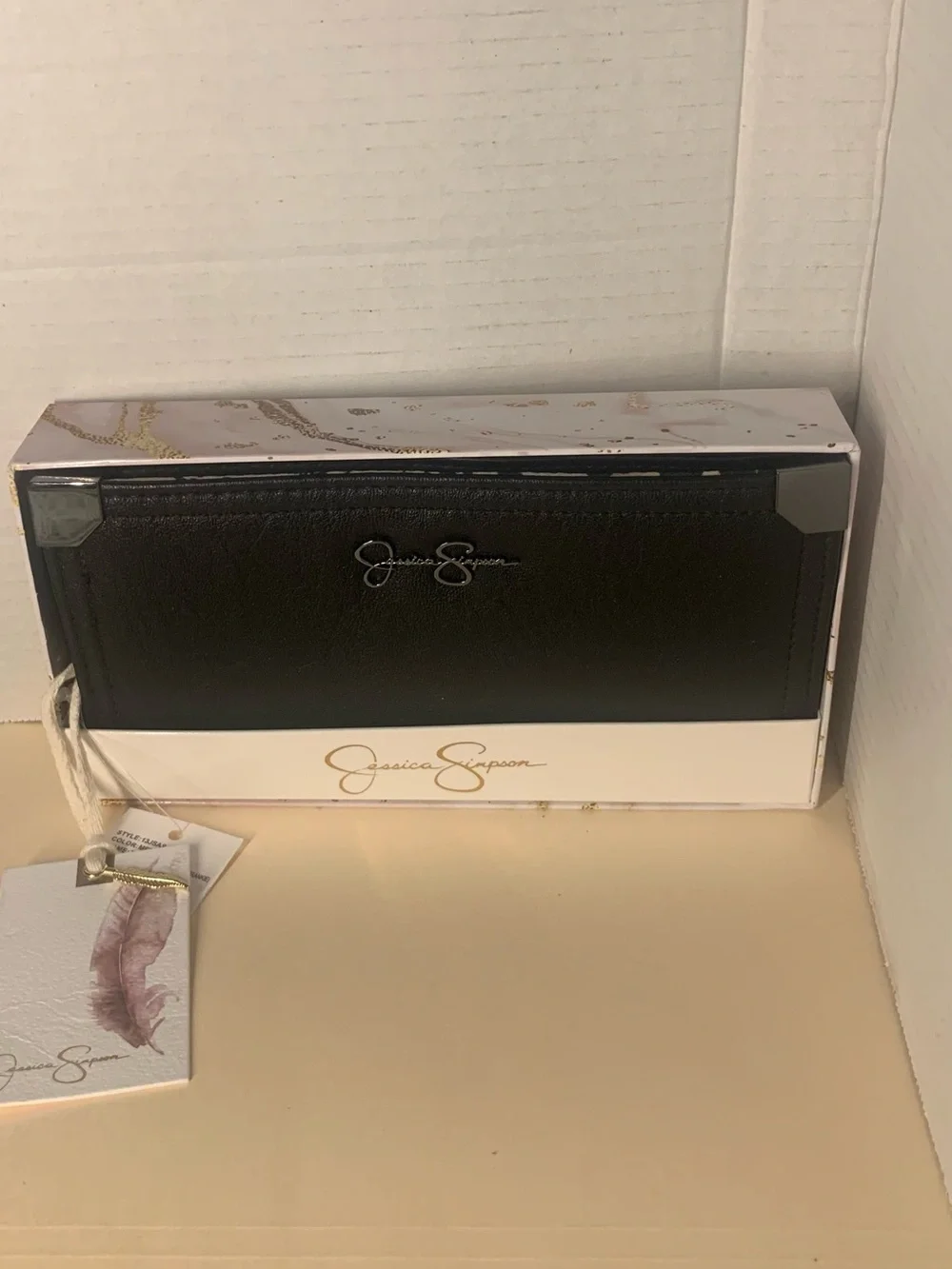 Jessica Simpson black logo wallet zip around snap.